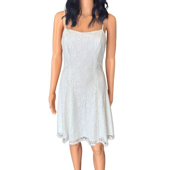 Vintage 90s Joni Blair Lace Dress Set 10 White Bridal Mini Coquette Clueless - Picture 3 of 6